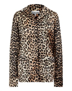 Шелковая блузка с леопардовым принтом Ganni