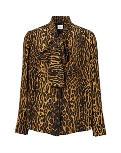 Шелковая блуза с леопардовым принтом Burberry