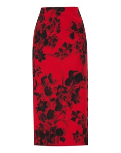 Красная юбка из шерсти с цветочным принтом Balenciaga