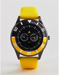 Желтые часы в стиле oversize с резиновым ремешком и черным безелем Asos design