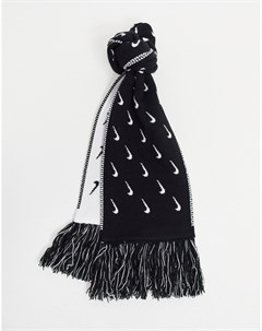 Черный шарф со сплошным принтом логотипа галочки Nike