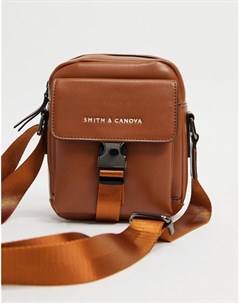 Светло коричневая сумка через плечо с застежкой зажимом спереди Smith Canova Smith and canova