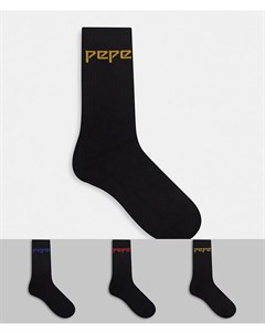 Набор из трех пар черных спортивных носков Jacobus Pepe jeans