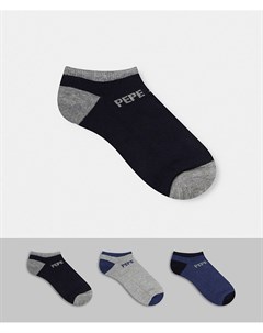 Набор из 3 пар носков под кроссовки серого и темно синего цвета Anthony Pepe jeans