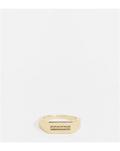 Золотистое кольцо печатка прямоугольной формы Serge denimes