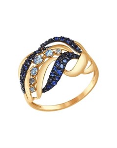 Кольцо из золота с голубыми и синими фианитами Sokolov