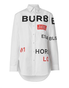 Белая хлопковая рубашка с принтом Horseferry Burberry