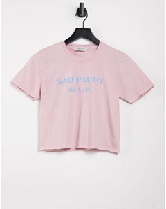 Укороченная розовая футболка с принтом Brazil от In the style