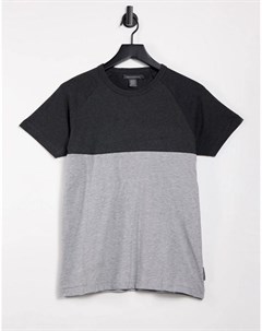 Двухцветная футболка серого цвета с рукавами реглан French connection