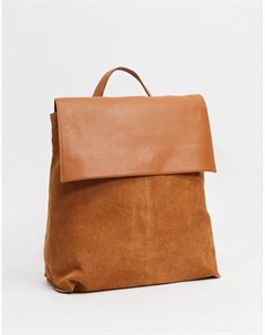 Коричневый замшевый рюкзак с кожаным клапаном Asos design