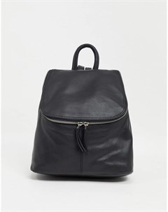 Черный кожаный рюкзак на молнии Asos design