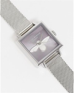 Серебристые часы с фиолетовым циферблатом Bee Sunray Olivia burton
