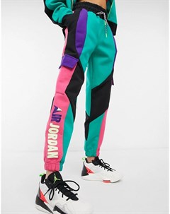 Многоцветные джоггеры в стиле колор блок с карманами в утилитарном стиле Jordan