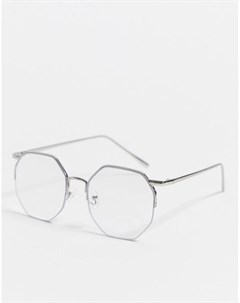 Серебристые очки с прозрачными стеклами River island
