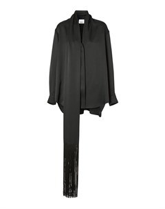 Черная шелковая блузка с шарфом Burberry