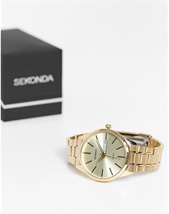 Золотистые часы браслет с циферблатом с дизайном в стиле солнечных лучей Sekonda