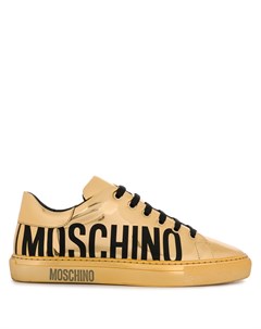 Кроссовки с эффектом металлик и логотипом Moschino