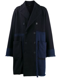 Двубортное пальто с контрастными вставками Maison flaneur