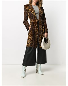 Пальто с леопардовым принтом и поясом Norma kamali