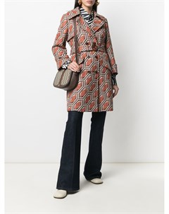 Двубортное пальто с геометричным узором Gucci