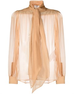 Полупрозрачная блузка с воротником лавальер Saint laurent