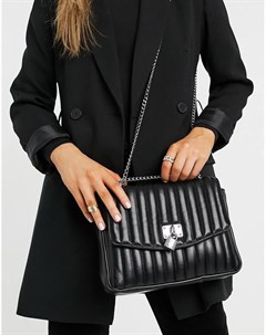 Черная стеганая сумка через плечо с декоративным навесным замочком Asos design