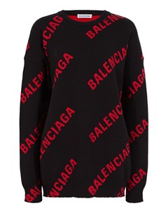 Черно красный джемпер Allover Logo Balenciaga