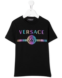 Футболка с блестящим логотипом Versace kids