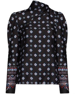 Блузка с пышными рукавами и геометричным принтом Erdem