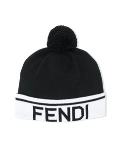 Шапка бини с помпоном и логотипом Fendi kids