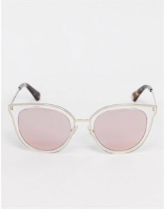 Белые солнцезащитные очки в круглой оправе с розовыми линзами Kate spade