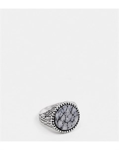 Шлифованное серебристое кольцо с полудрагоценным камнем Inspired Reclaimed vintage