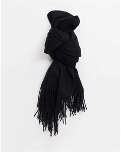 Черный шарф накидка из 100 шерсти Asos design