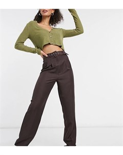 Коричневые свободные брюки в винтажном стиле с ремнем ASOS DESIGN Tall Asos tall