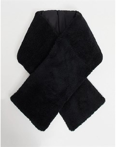 Черный шарф из искусственного меха Asos design