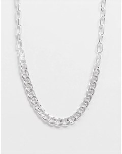 Серебристое ожерелье с цепочками разного плетения Icon brand