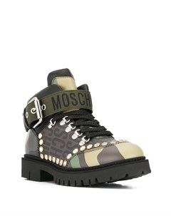 Ботинки с камуфляжным принтом и заклепками Moschino