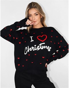 Черный джемпер I Love Christmas Missguided