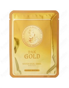 Маска 24K Gold Water Dual Snail Mask Pack для Лица Тканевая с Колоидным Золотом и Муцином Улитки 25г Elizavecca