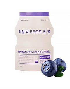 Маска Real Big Yogurt One Bottle Blueberry Тканевая Йогуртовая с Экстрактом Голубики 21г A'pieu
