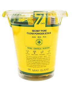 Скраб 7Days Secret Pore Clear Powder Scrub для Лица Кислотный Очищающий 12 шт 5г May island