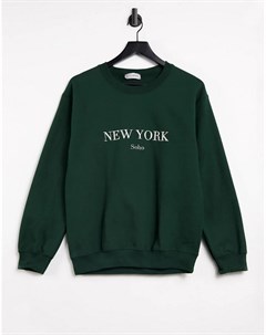 Изумрудно зеленый oversized свитшот с принтом New York x Lorna Luxe Exclusive In the style