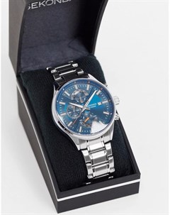 Серебристые часы браслет с синим циферблатом Sekonda