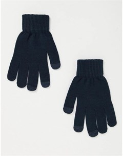Темно синие перчатки с отделкой для сенсорных устройств Svnx