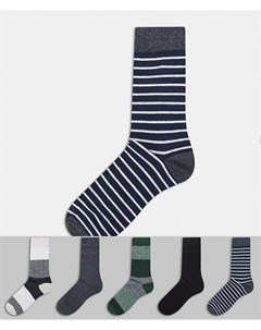Набор из 5 пар носков серого цвета с узором Jack & jones