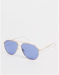 Солнцезащитные очки авиаторы в золотистой металлической оправе с синими стеклами Tommy hilfiger
