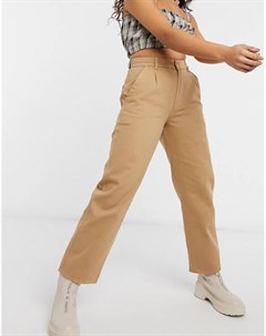 Бежевые джинсы в винтажном стиле из денима с завышенной талией London Minga
