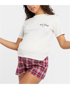 Пижамный комплект из футболки с принтом и шортов в клетку Wednesday's girl maternity