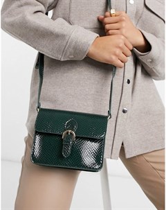 Зеленая сумка портфель со змеиным узором Asos design