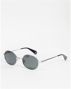 Круглые солнцезащитные очки в серебристой оправе с черными линзами X Love Island Polaroid